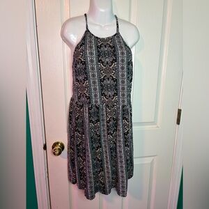 Everly Black and White Printed Halter Mini Dress